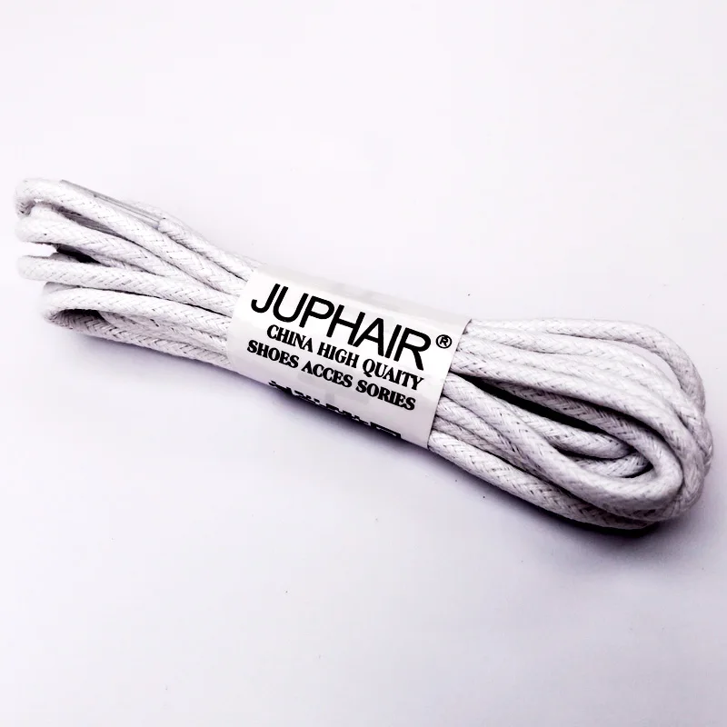 JUP1-12 Pair Whiter Casual Leather Laces High Quality Waxed Round Shoelaces Shoestring Boots Sports Shoes Cable Ropes Sneakers