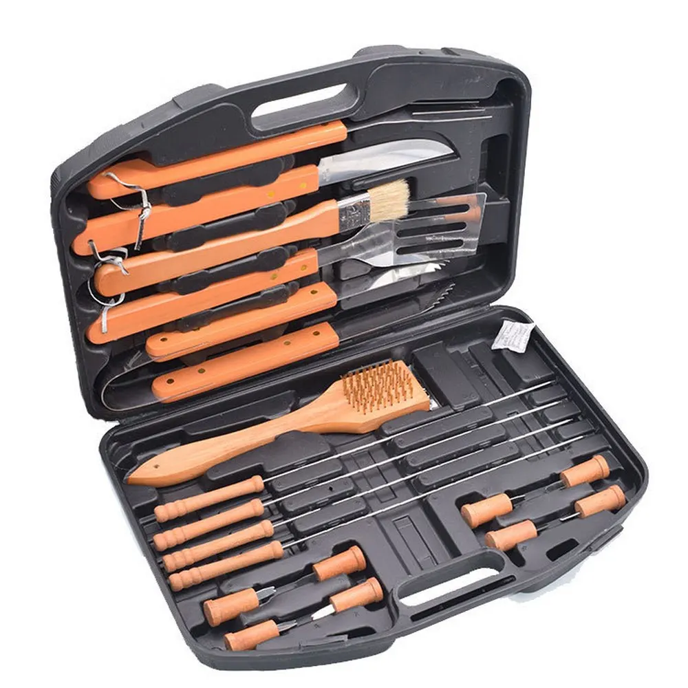 

18PCS Stainless Steel BBQ Tools Set Barbecue Grilling Utensil Accessories Camping Outdoor Cooking Tools Kit with storage box