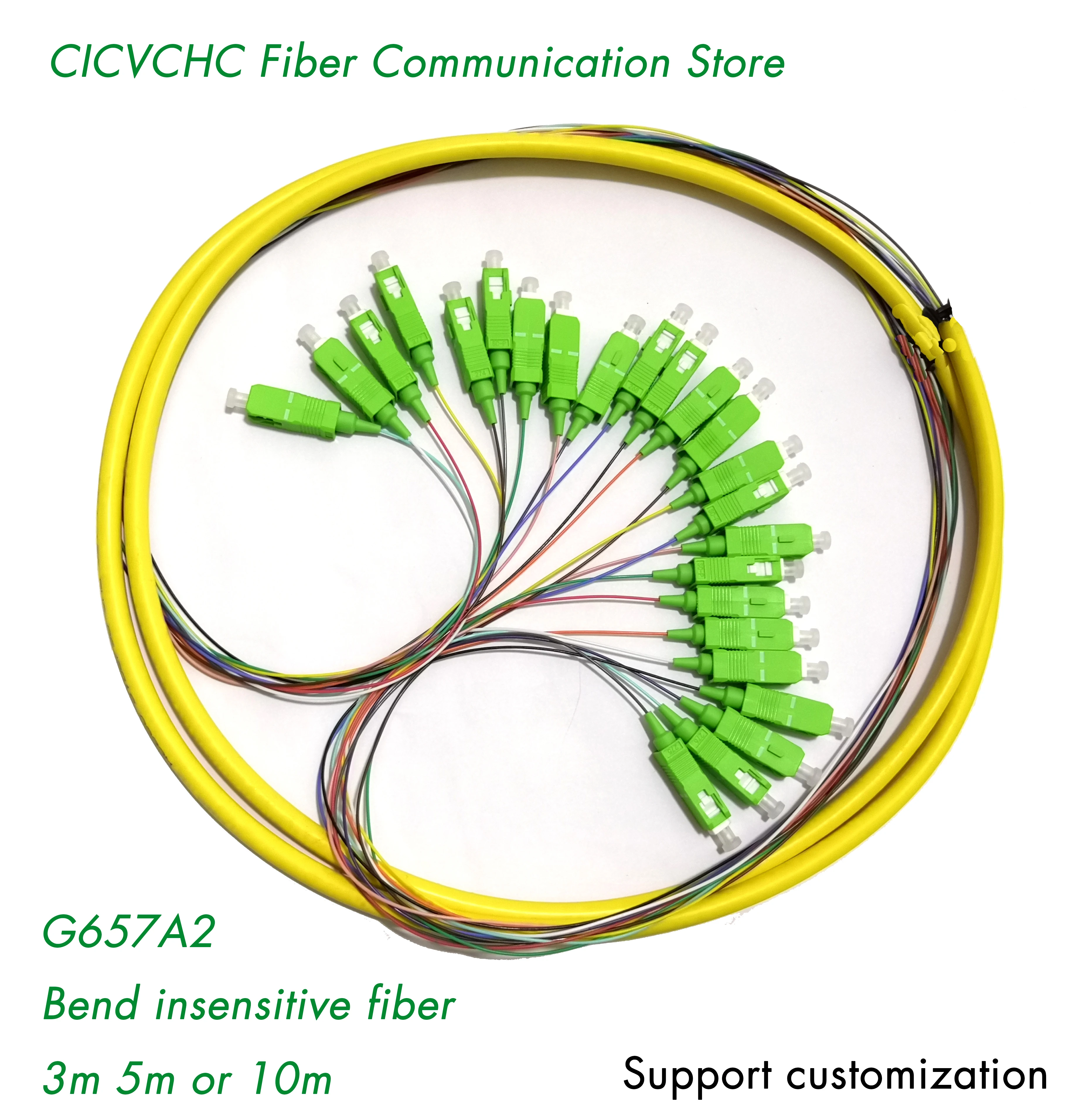 Кабель дерево-12 волокон-SCAPC-SCAPC-SM (9/125)-изгиб-нечувствительный fiber-G657A2-0.9mm fanout