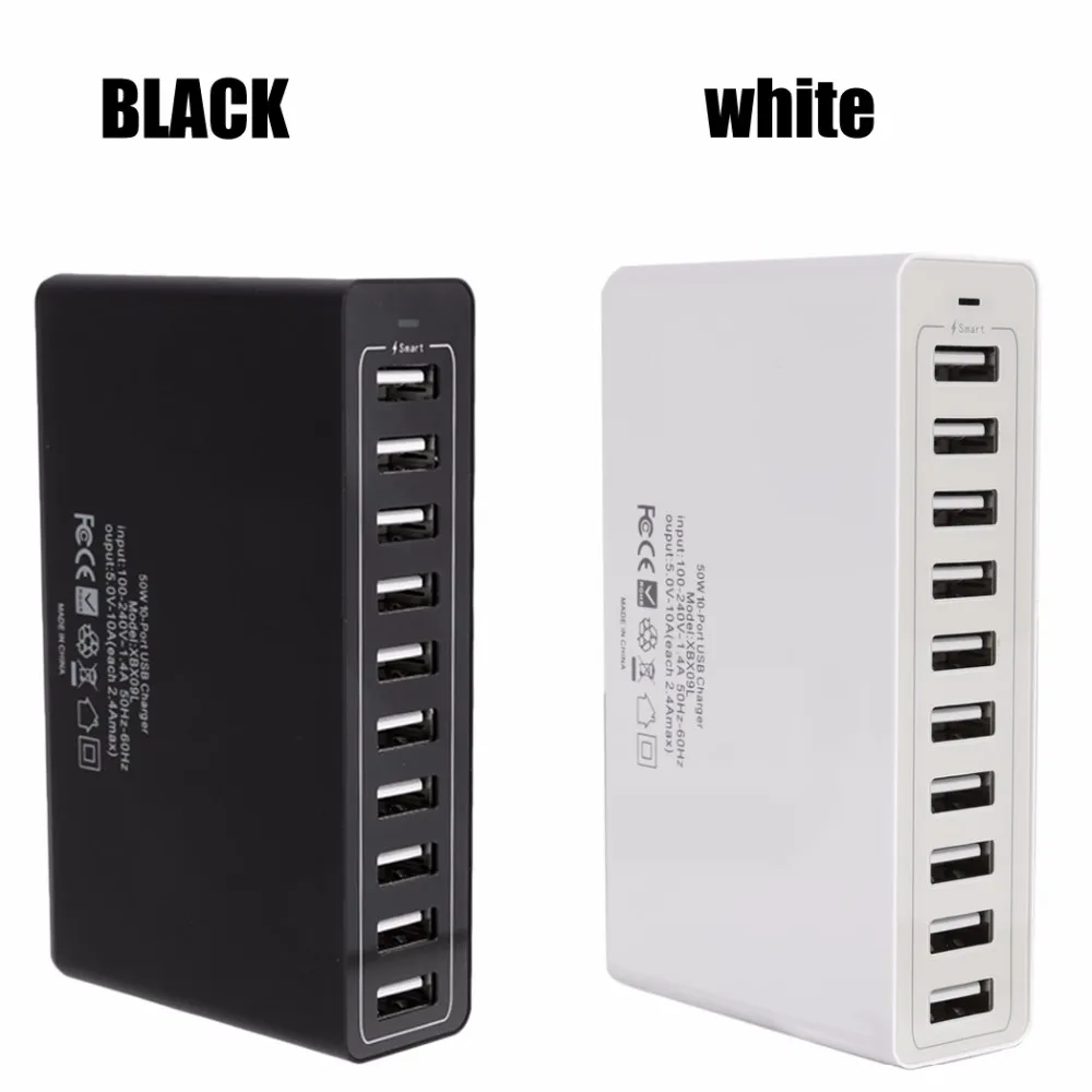 10A 50W 10 Port USB Power Charging Hub PowerPort Multi-Port USB Charger EU US UK Standard Smart Multi Protect VoltageBoost