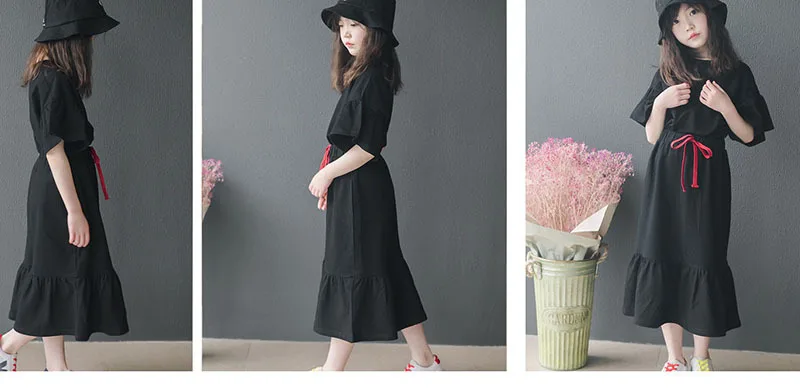 100% Cotton 2 Piece Toddler Sets Teenage Kids Summer Clothes Set T Shirts And Long Skirts Outfits Black Grey Spring Clothing 4 5 6 7 8 9 10 11 12 13 14 15 16 years little teens clothes girls fashion clothing sets kids (7).jpg