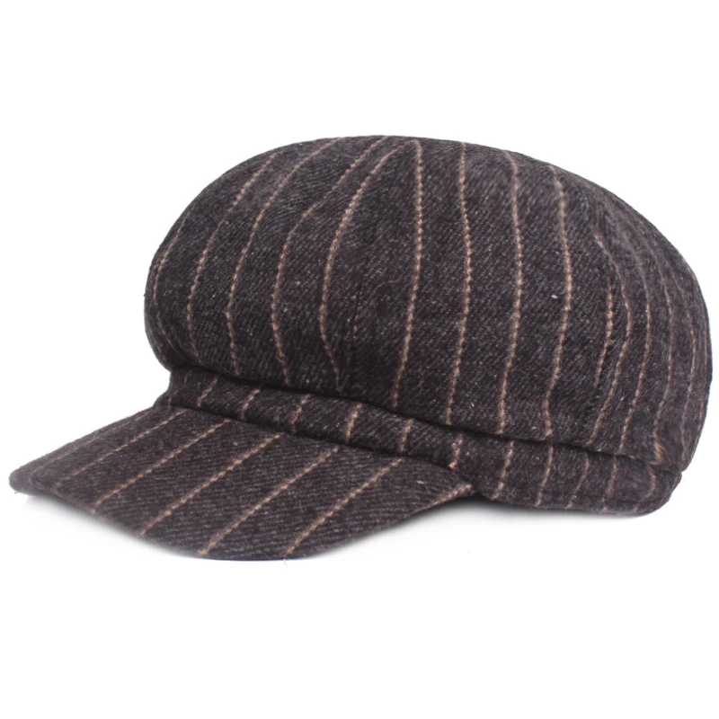 HT1818 восьмиугольная кепка в полоску кепка газетчика для женщин мужчин художника берет шляпа художника осень зима шерсть Мужские Женские шапки унисекс береты