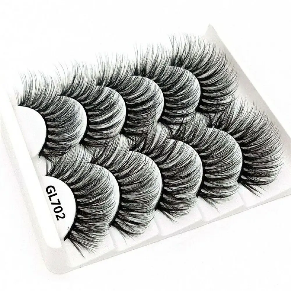 

5 Pairs Multipack Mink Hair False Eyelashes Wispy Fluffy Long Natural Eye Lashes Handmade Long Lashes Natural Eye Makeup Tools