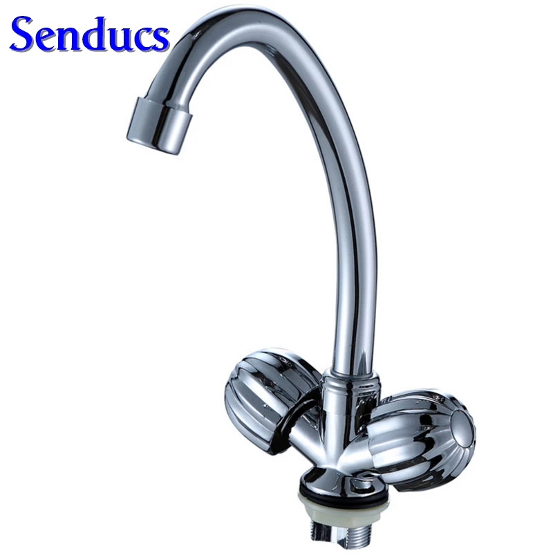 Free shipping single hole kitchen faucet with dual handle kitchen sink faucet by zinc alloy kitchen