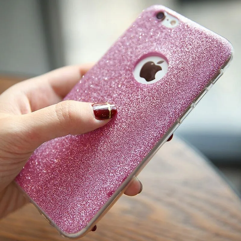 Flash Powder Matte Glitter Phone Cases For Apple iPhone X