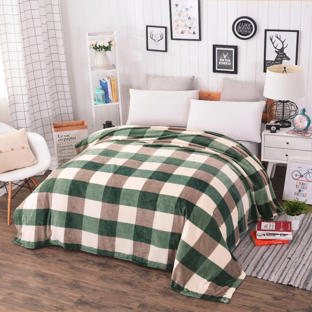

Home Textile Coral Fleece Blanket on The Bed Soft Plaid Blanket Warm Winter Sofa Travel Blanket Plaid Bedspread Cheap 200X230CM