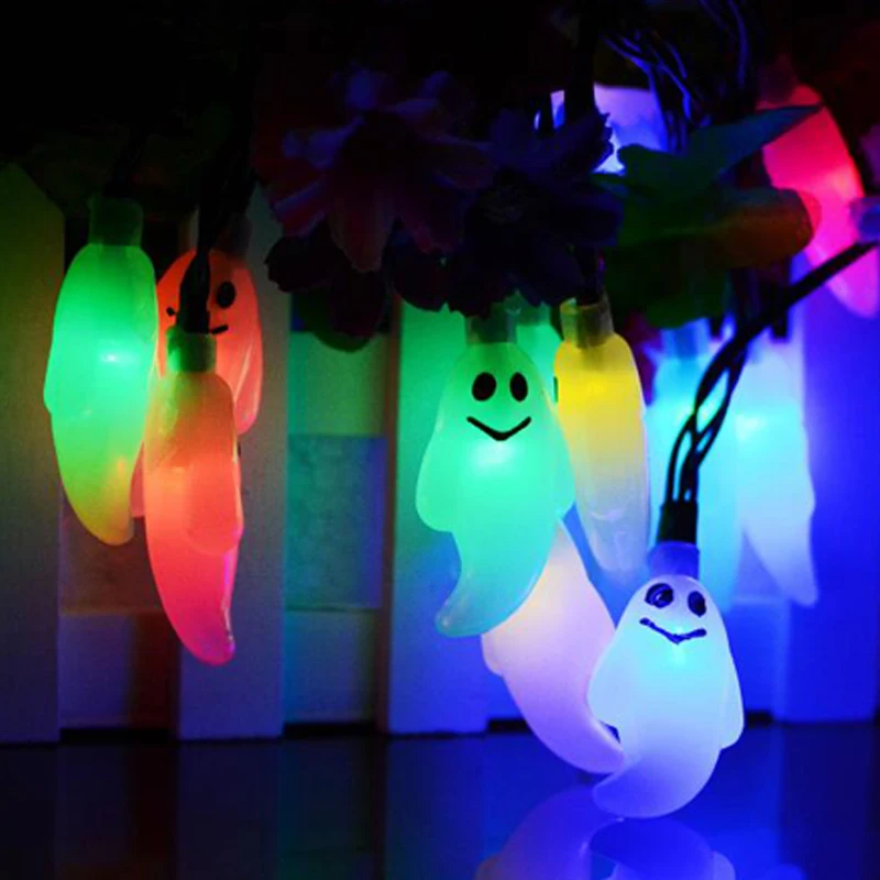 Garland 30 Led Solar Power Halloween Ghost String Light For Halloween Party Decor Halloween String Lights Curtain Led Lights (10)