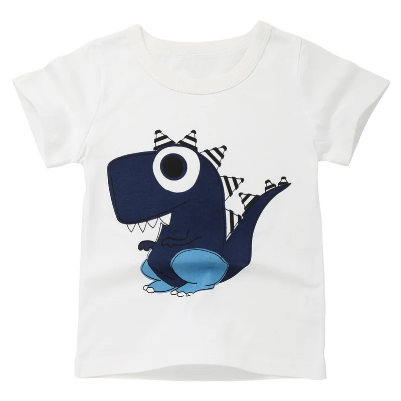 

Children's clothing 2018 Summer child dinosaur short sleeve T-shirt boy half-sleeved girl cotton cartoon round collar top