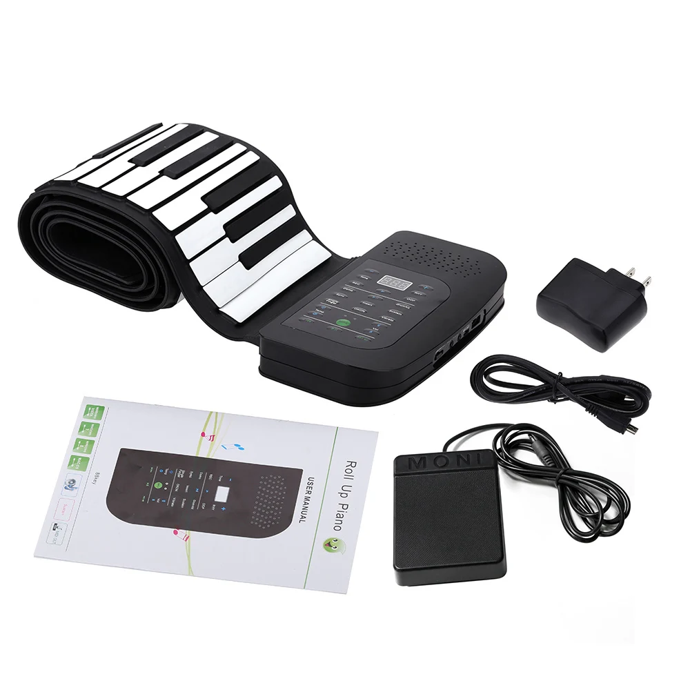 

Portable 88 Keys Keyboard Piano Silicone Flexible Roll Up Piano Foldable Keyboard Hand-rolling Piano with Battery Sustain Pedal
