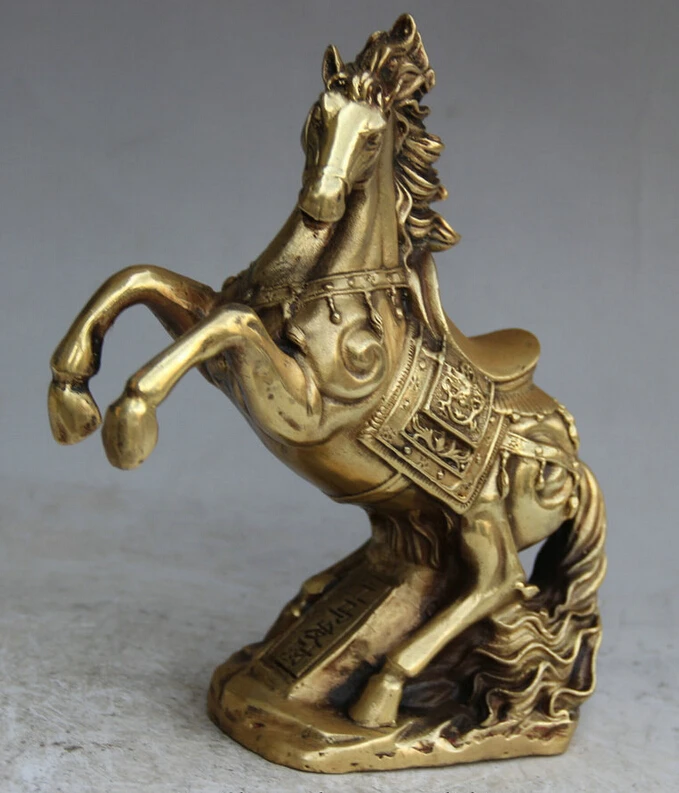 

Fast shipping USPS to USA S1987 9" Chinese Brass Folk Wealth running success Zodiac Year Horse sculpture Statue