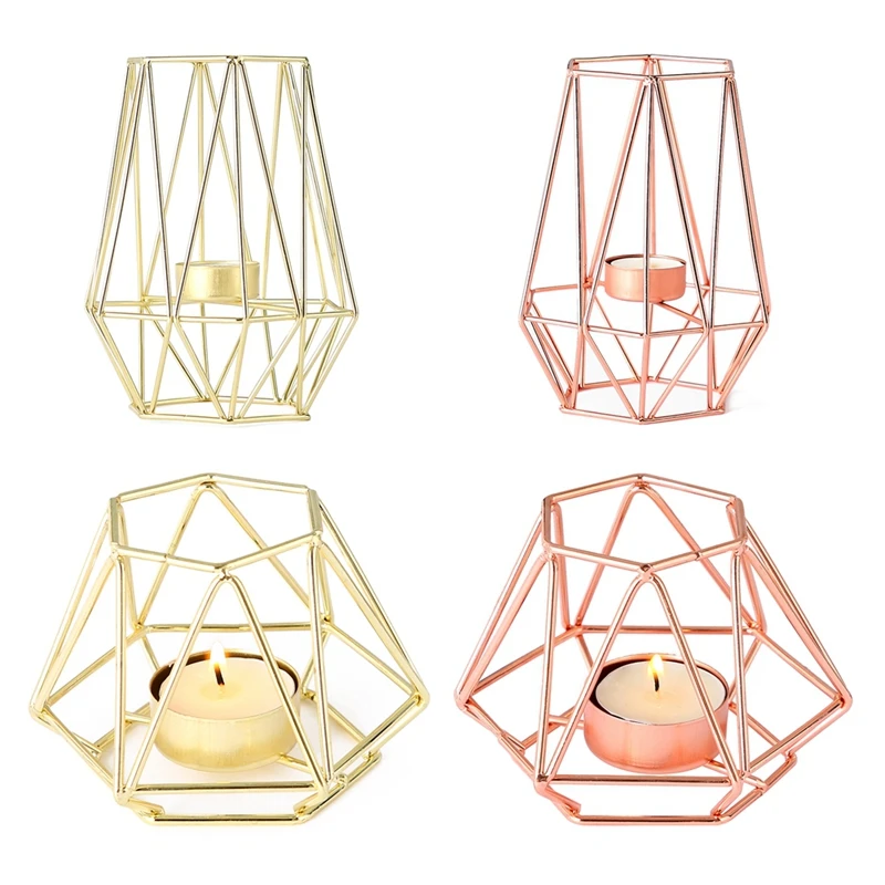 

Nordic Style Wrought Iron Geometric Candle Holders Home Decoration Metal Crafts Accessories Gift Wedding Party For Living Room