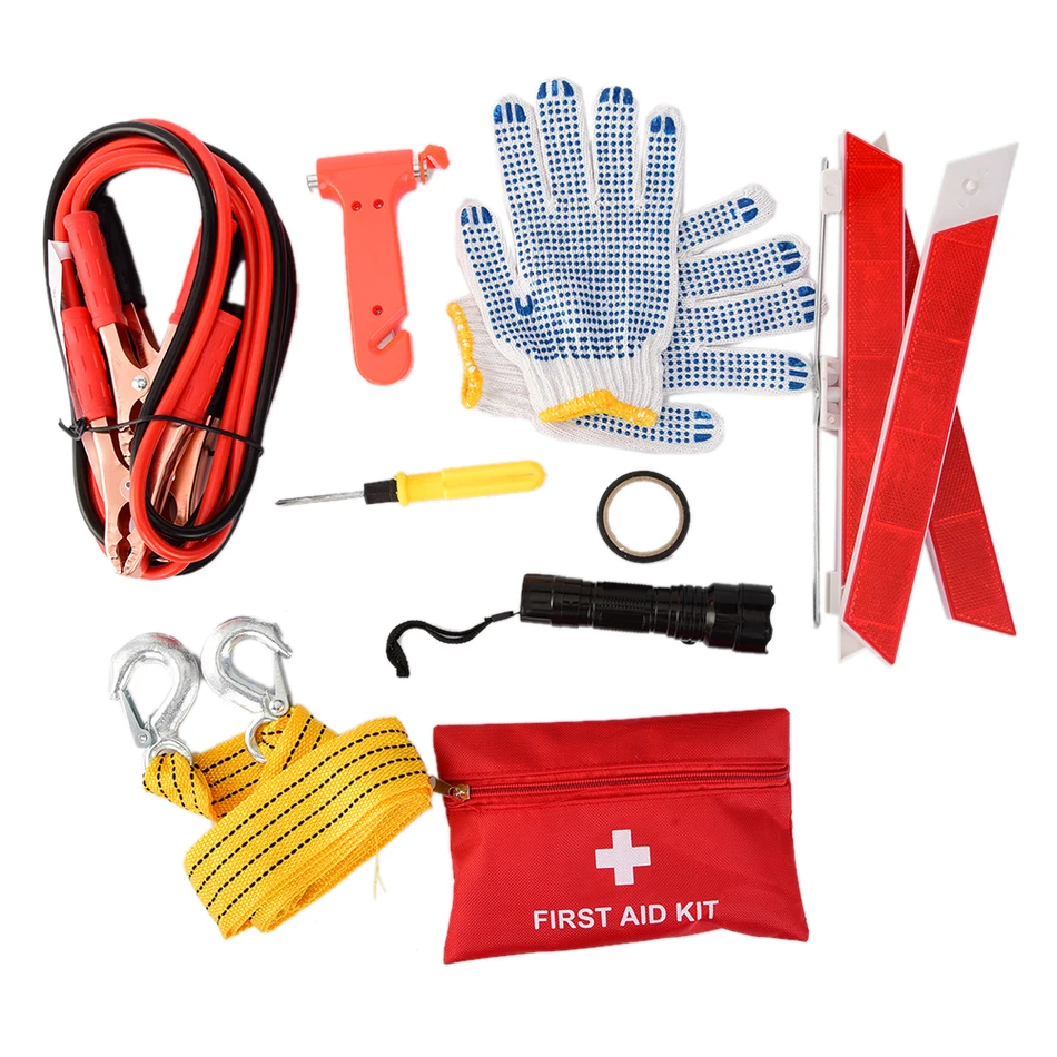 10PCS Car Emergency Kits Auto Roadside Emergency Tool Supplies Kit Bag Flashlight Breakdown Safety Equipment Survival Gear 10PCS Car Emergency Kits Auto Roadside Emergency Tool Supplies Kit Bag Flashlight Breakdown Safety Equipment Survival Gear