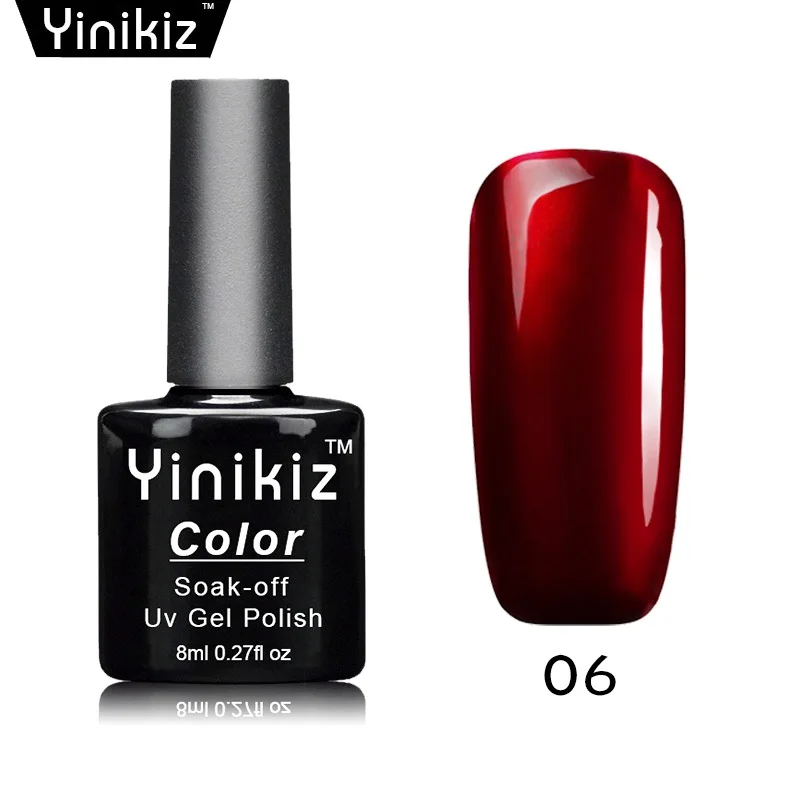 

Yinikiz Mirror Effect Titanium Red Series UV Gel Nail Polish Nail Art Glue Need Silver Color Base Primer Gel Nail Lacquer