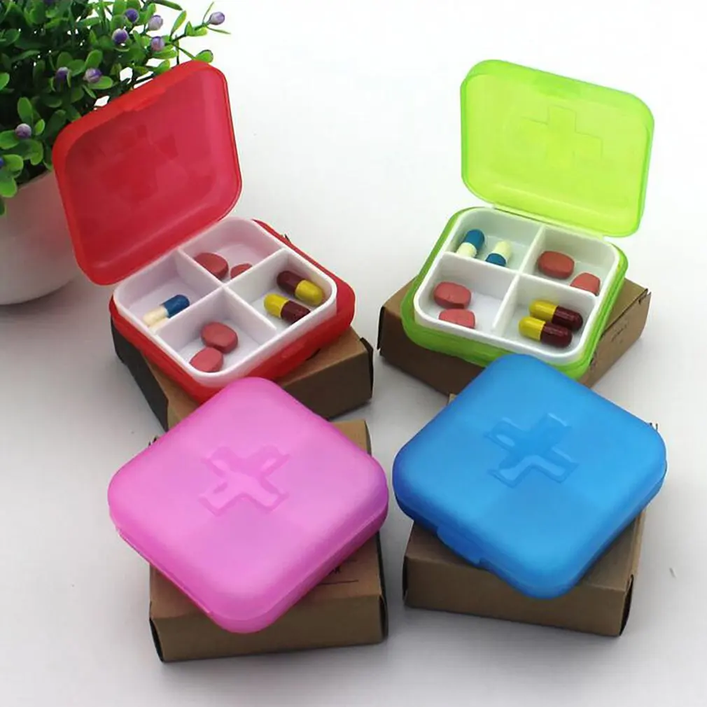 

Multifunctional 4 Grids Pill Box Portable Travel Vitamin Case Storage Organizer Compartment Pills Container Storage Box