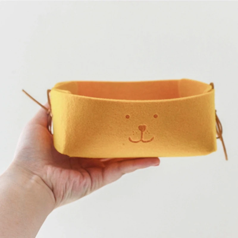 

Portable Felt Storage Basket Household Desktop Storage Basket Detachable