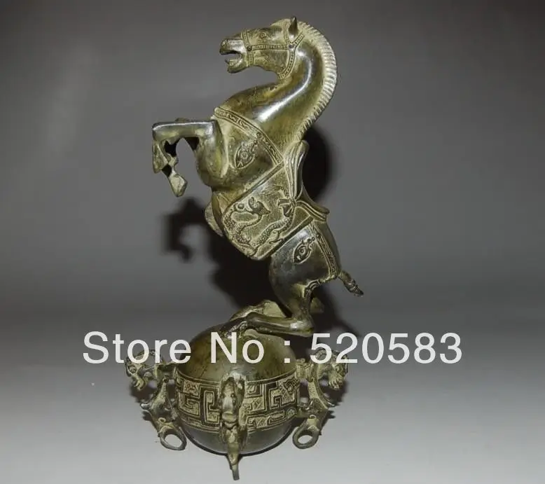 

free Chinese Bronze Horse Standing on the ball & with QING Mark fast