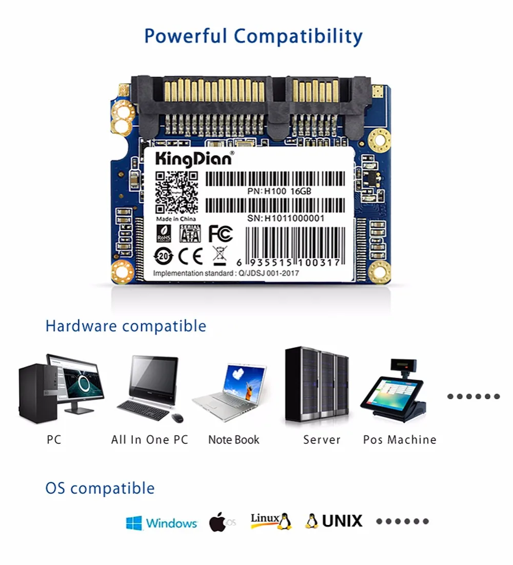 KingDian Горячая H100 16GB SSD Внутренний твердотельный жесткий диск SSD SATA SATAII для настольных ПК, ноутбуков, H100 16 Гб