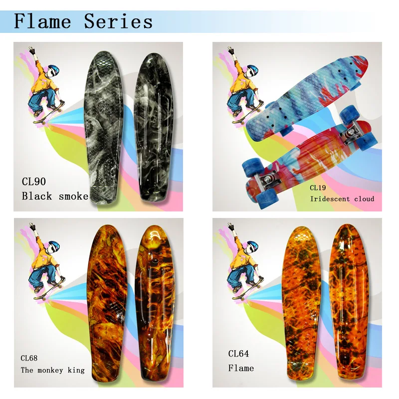 Бесплатная доставка напечатаны 22 "полный скейтборд пластик Скейтборд Доска для мальчиков и девочек активного отдыха waveboard CL43