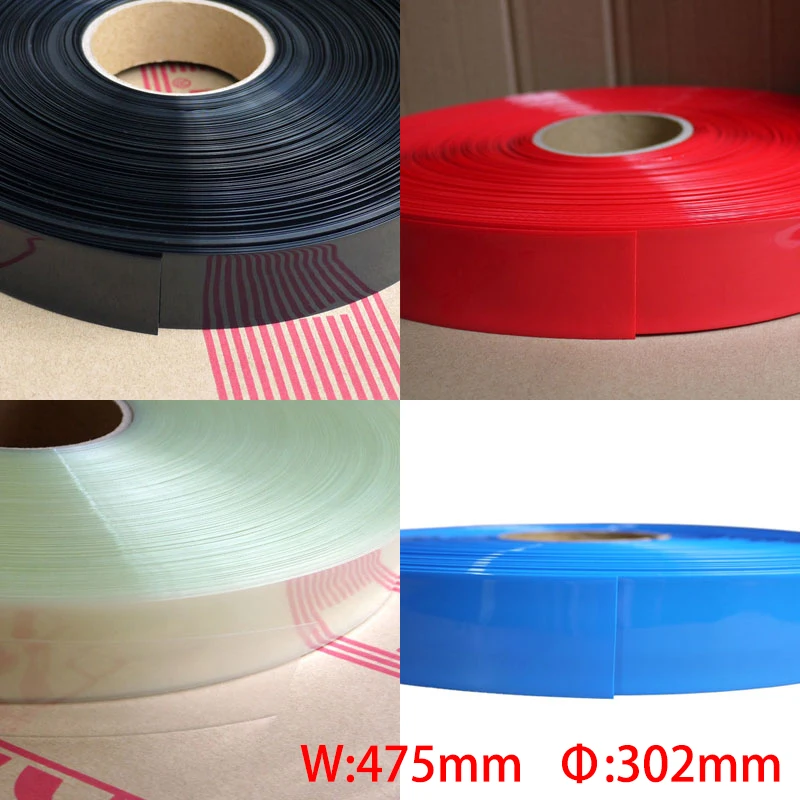 475mm diameter 302mm PVC Heat Shrink Tubing for Battery Wrap -1//2//5 Meters