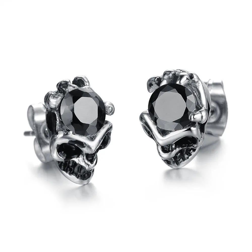 Tengyi Rock Man 316l Stainless Steel Black Crystal Stud Earrings New Tengyi Rock Man 316l Stainless Steel Black Crystal Stud Earrings New Design Top Quality For Party Accessories Ty277h In From Jewelry