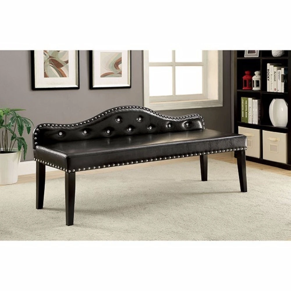 Gwenyth Contemporary Big Bench, Black Finish