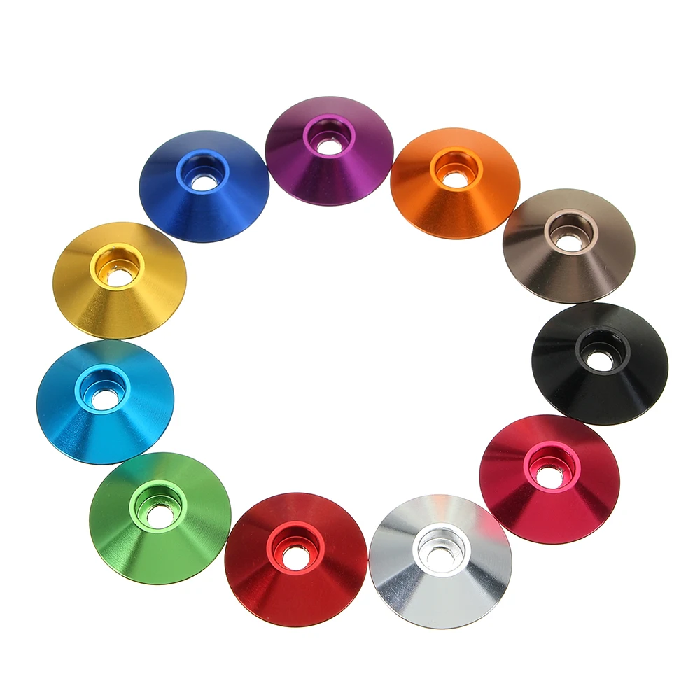 

SULEVE M3AN10 10Pcs M3 Big Cup Head Screw Washer Spacer Bolt Gasket Aluminum Alloy Multicolor