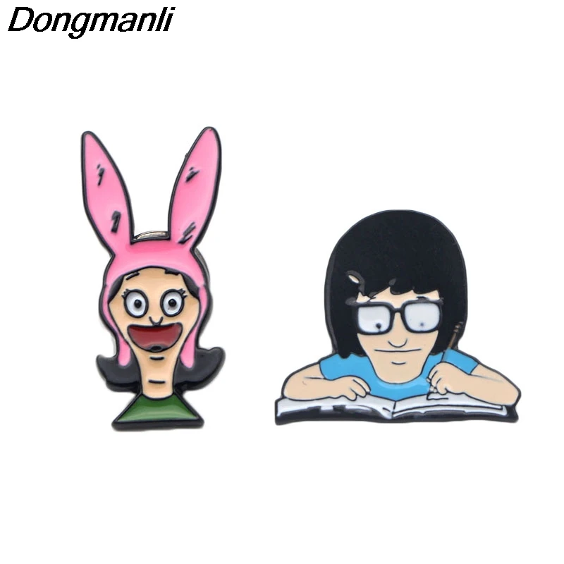 P2131 Dongmanli Bob's Burgers Tina Writing Friend художественная эмалированная брошь, булавки для детей, подарок, джинсовая одежда, значок