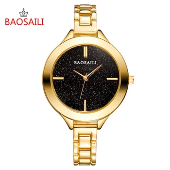 

BAOSAILI Brand Lady Star Dial Slim Bracelet Watch Luxury Japan Quartz Movement Golden Watches Hodinky Ceasuri Relogio Feminino