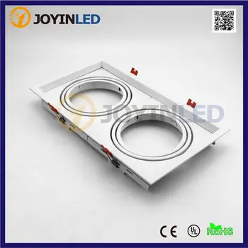 

Free shipping Double heads Frost white high power led grille light holder/gimbal kit DC12V AR111 LED spotlight fitting kit