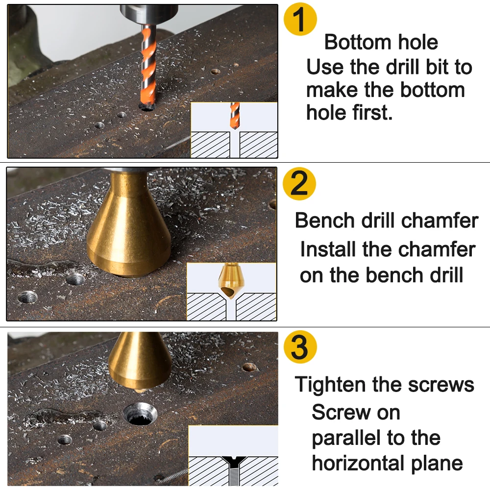 4 шт. зенковки для снятия заусенцев сверла с отверстием конусный резак+ 1 шт. 10 мм треугольные плитки сверла твист сверло для керамической кладки