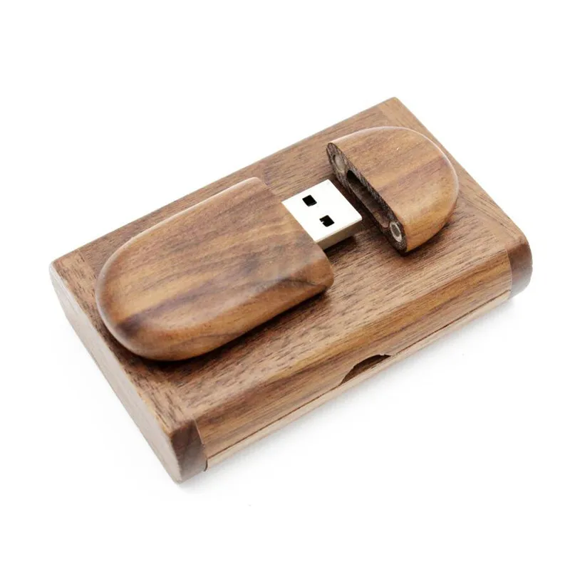 SHANDIAN логотип на заказ Деревянный USB+ Подарочная коробка usb флеш-накопитель 64 Гб 32 Гб 16 Гб карта памяти Флешка фотографии подарки - Цвет: Walnut wood