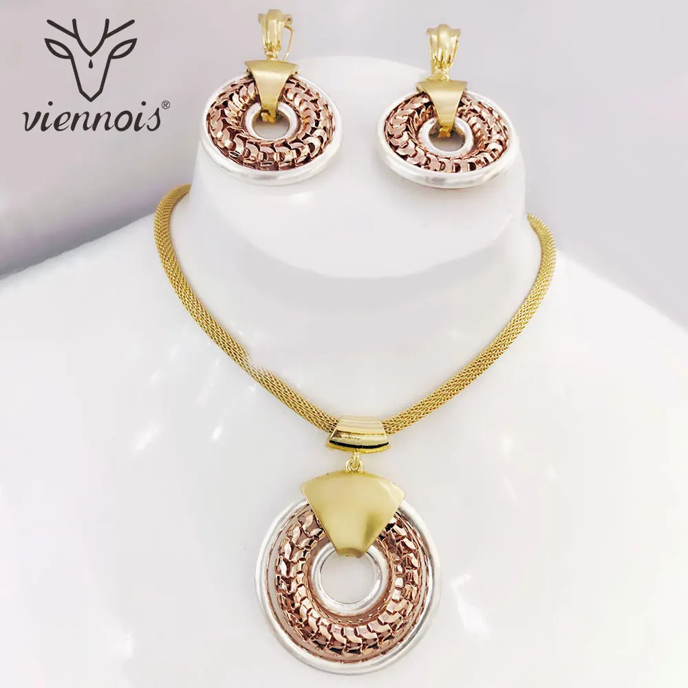 Viennois микс золото/серебро Цвет Круглый Круг серьги набор украшений для женщин