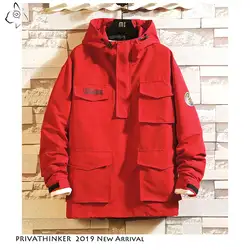 Privathinker 2019 куртка с капюшоном с несколькими карманами осенняя куртка с карманами 2019 Повседневная Уличная Куртка карго пальто уличная