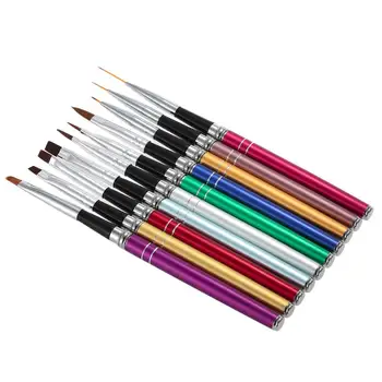 

MENOW 2018 Newly 10 Pcs 10 Colors Mixed Size Copper Handle Nail Art Brush Set 07.17