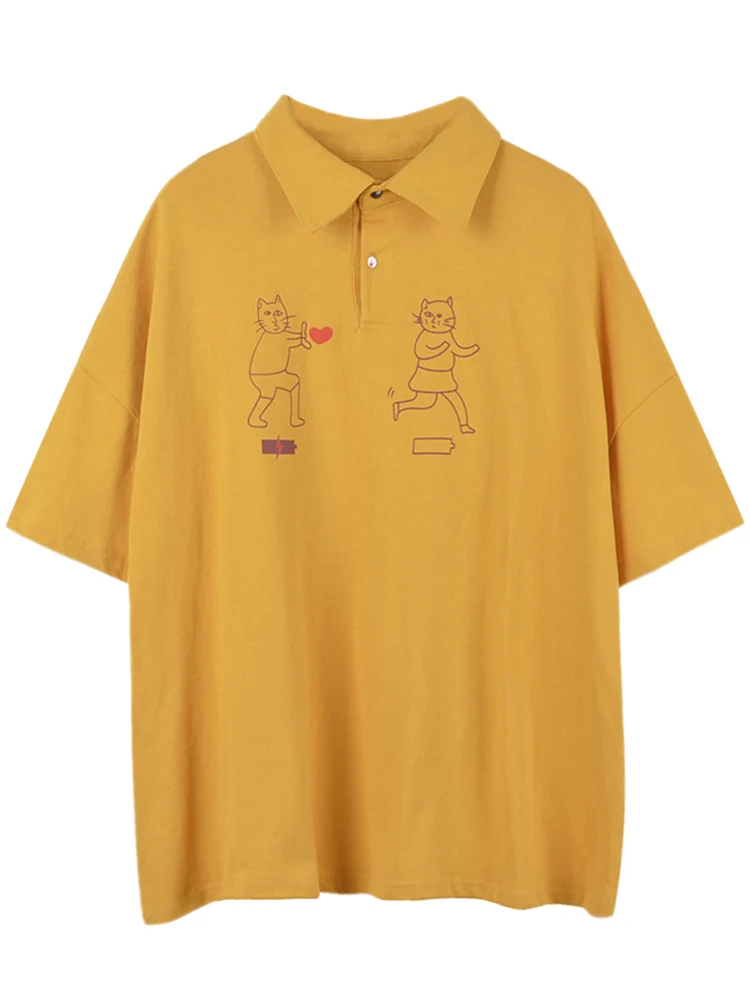 Женские летние рубашки поло cat новые женские топы футболки с буквенным принтом одежда в полоску с коротким рукавом Свободная модная женская одежда