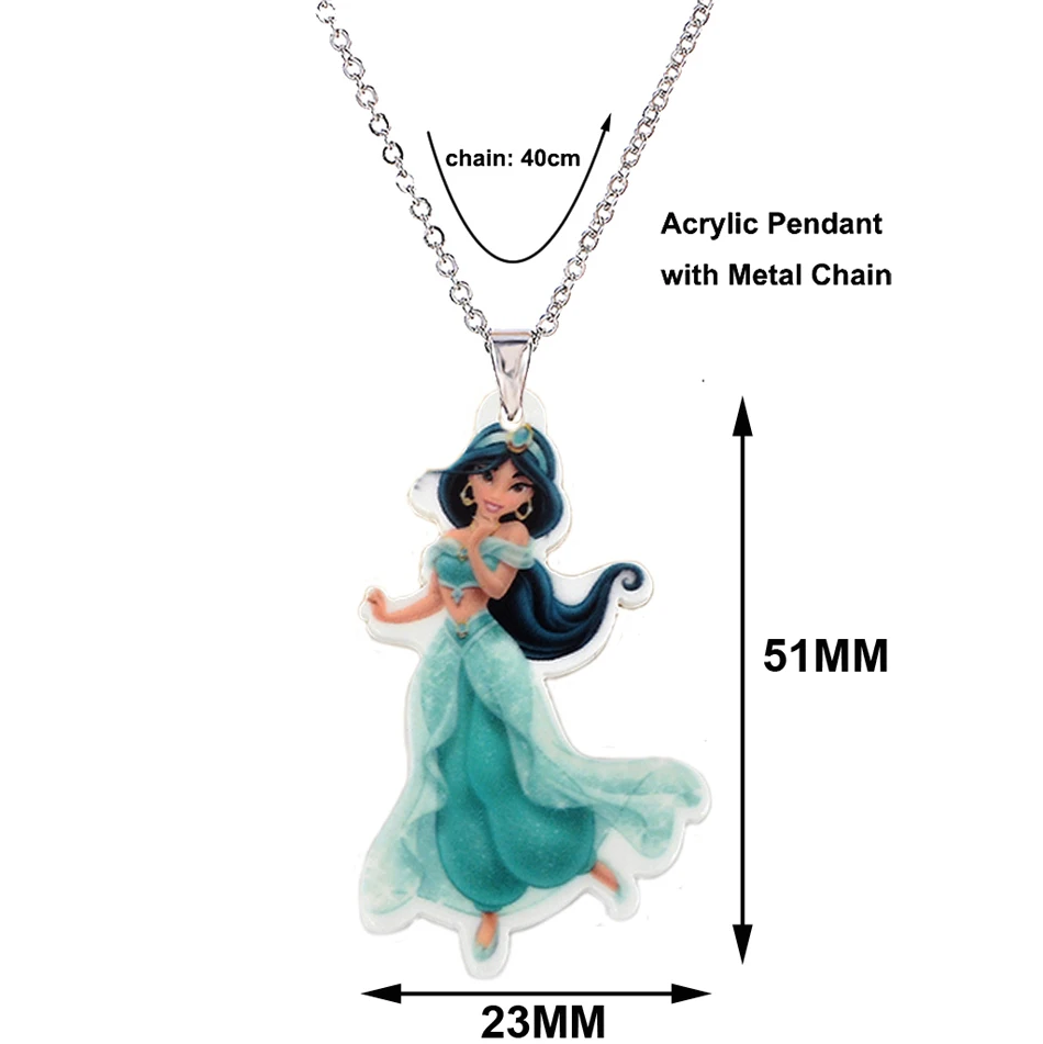 Мультяшная принцесса пластиковая Подвеска Ожерелье для маленькой девочки металлическая Серебряная цепочка плоская полимерная Детские ожерелья и подвески - Окраска металла: DLP572
