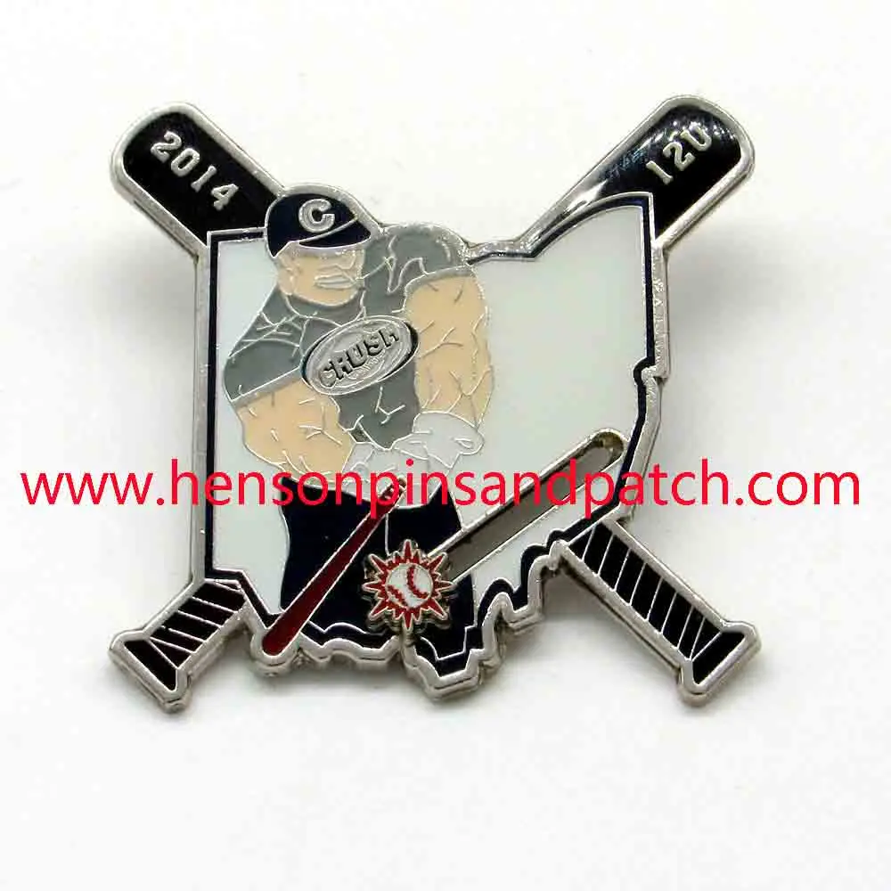 Customized soft enamel trading pins, CRUSH baseball pinin Badges from