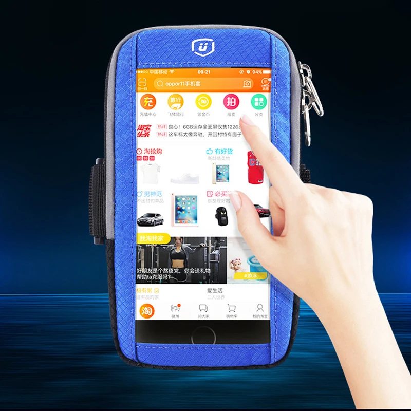 اللمس شاشة العرق ماصة تنفس رياضة الجري النسيج شارة حامل الذراع الفرقة الهاتف المحمول ل iphone x 7 6 8 زائد