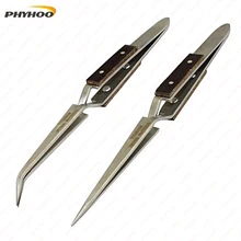 Ювелирные изделия прямой Изогнутый наконечник Selflock Пинцет крест Блокировка ювелирных изделий инструмент 165 мм