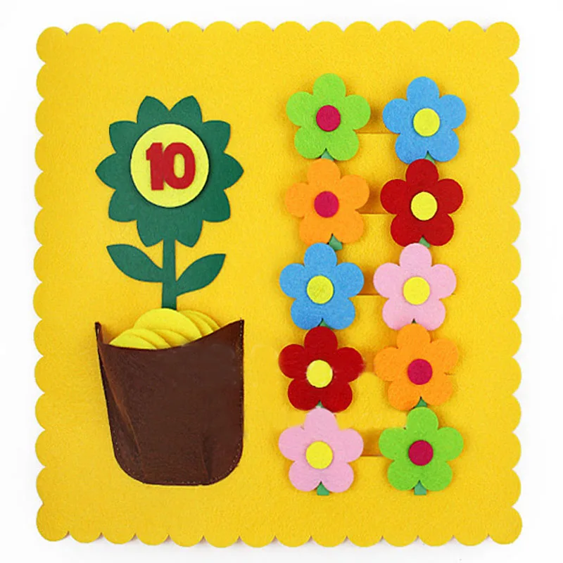 29x29cm Design Clip Number Early Leanring Felt Fabric Children handmade Nonwoven Decoration Kindergarten Teaching