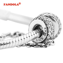 Подходит Pandora Подвески Браслеты проложить вдохновление шарики на страховочной цепочке с кубическим цирконием 925 стерлингового серебра ювелирные изделия
