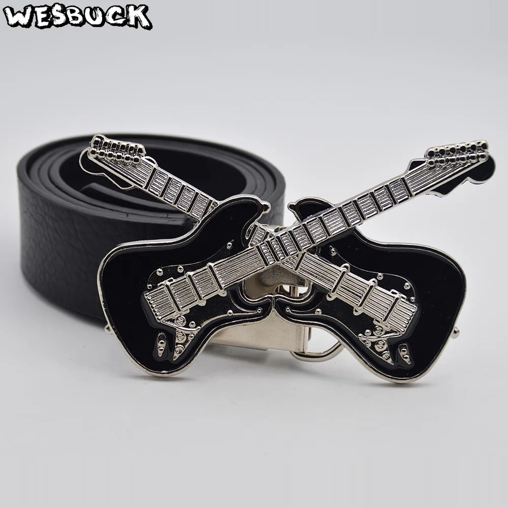 5 PCS MOQ WesBuck Brand Metal Belt Buckles Music Guitar shape Belt