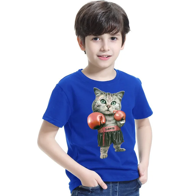 Kids Boxinger Cat T Shirt Custom Short Sleeve T shirt Boys
