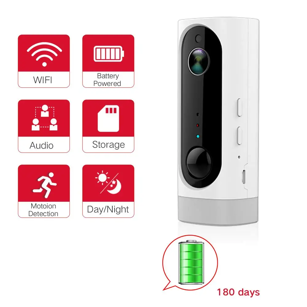 Беспроводная камера с питанием от аккумулятора, перезаряжаемая 1080P WiFi IP CCTV система видеонаблюдения для домашнего питомца с ночным висоном