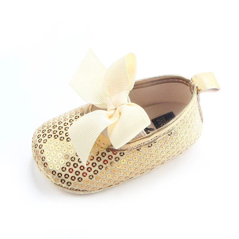 

Fashion Newborn Baby Shoes Girls First Walkers PU Sequin Bling Bow Princess Shoes Enfant Moccasins Soft Sole Toddler Shoes Girl