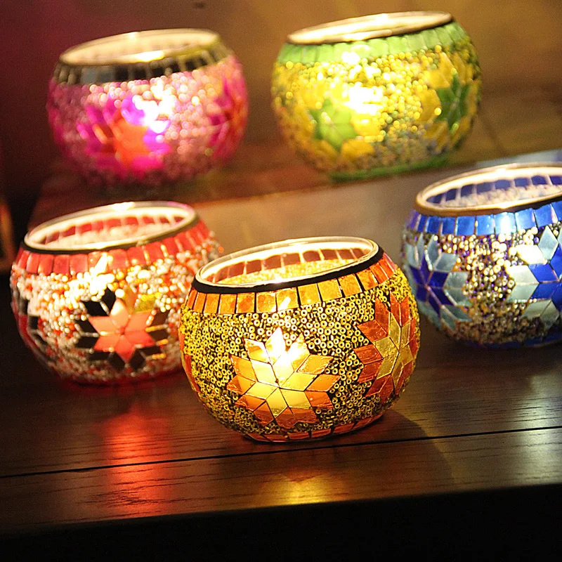 2pcs Handmade Mosaic Candle Holder Romantic Candlelight Dinner Wedding Party Lamp Home Decoration | Дом и сад