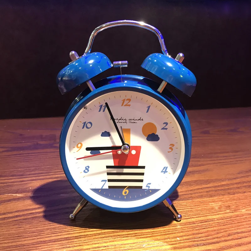 New Mini Round Alarm Clock Desktop Table Bedside Clock with