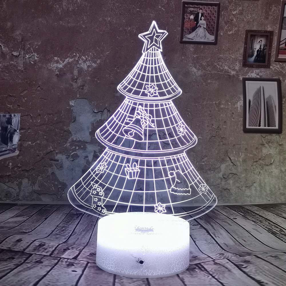 Прямая поставка креативный 3D ночник RGB Рождественская елка LED 7 цветов USB Иллюзия