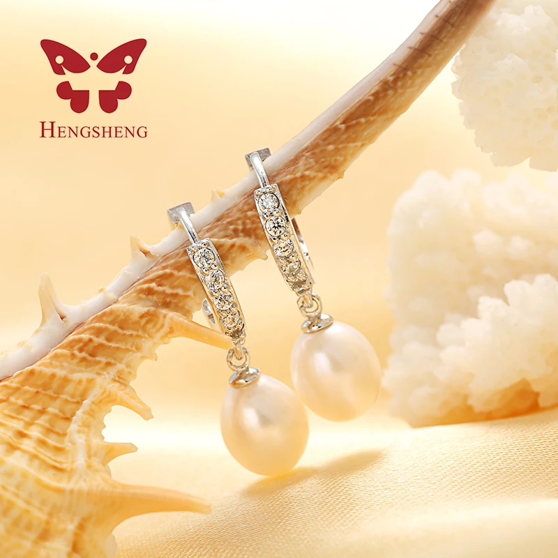 Conjunto de joyería de perlas de agua dulce CZ CZ perla flor