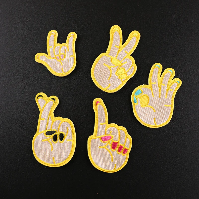 

Golden Line Gestures Patchwork Patch Embroidered Patches For Clothing Iron On For Close Shoes Bags Badges Embroidery